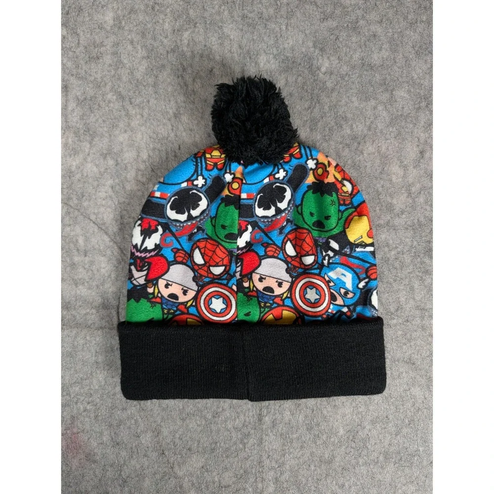 Marvel Comics Avengers Character Print Beanie Pom‎ Pom Hat Spider-Man Hulk Thor